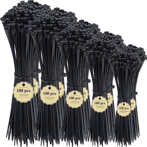 Almacenamiento, Tools 1000PCS Cinchos de Plastico para Electricidad,Bridas universales de Plastico Autobloqueantes de 5 tamaños-10/15/20/25/30cm,Ancho 4 mm-resistentes a los rayos...