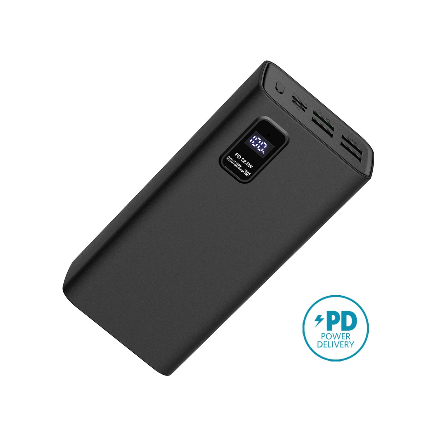 Batería de repuesto negra, 5 salidas – Power Delivery – 3000 mAh – Pantalla LED [Travel Power Bank Externo]