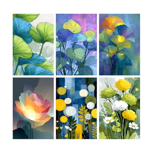 Image of SiddArtify Botanical Wall Art Prints Set - Modern Floral Poster Decor for Living Room Bedroom Office - 12x18 inch Board Pack of 6