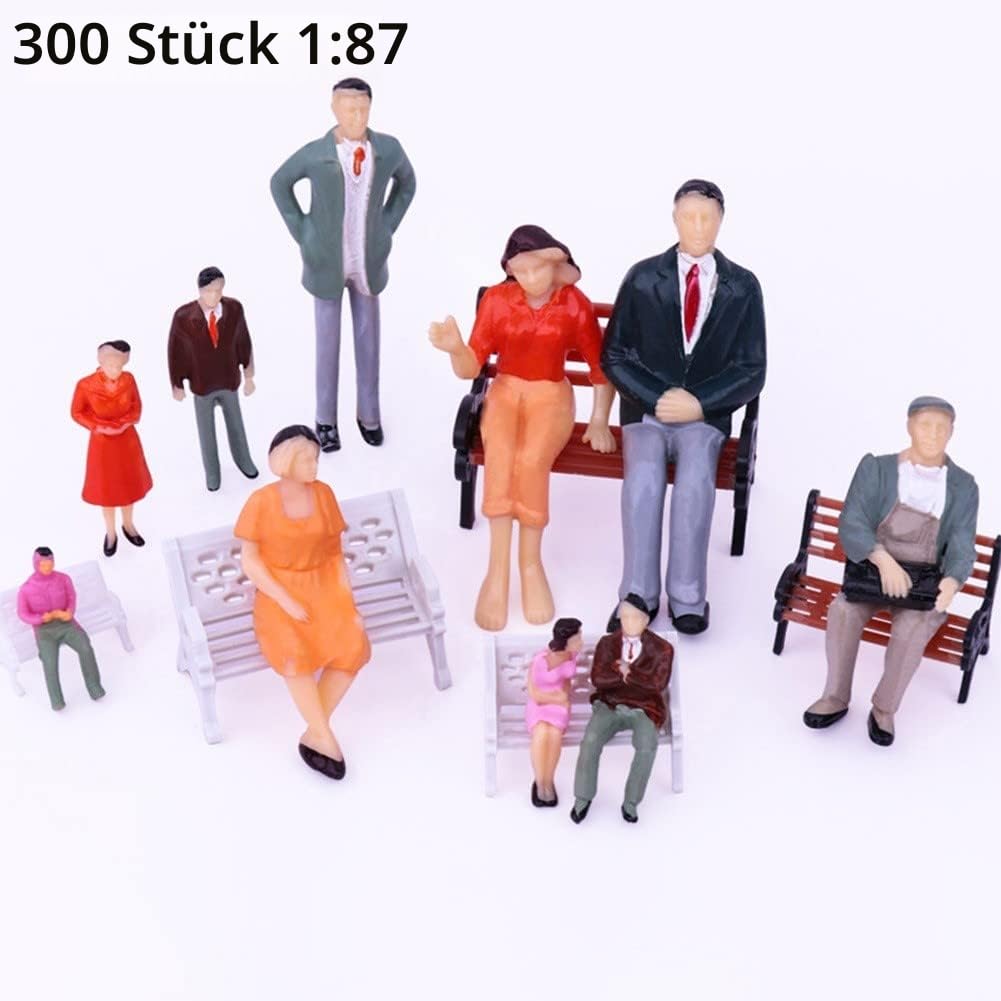 300 Stück Eisenbahn-Zug-Layout im Maßstab 1:87 HO, Modell Figuren Verschieden stehende Figuren bemalte Figuren, Modell-Personen, Passagiere, HO-Maßstab, Modelleisenbahn, Straße, Passagier
