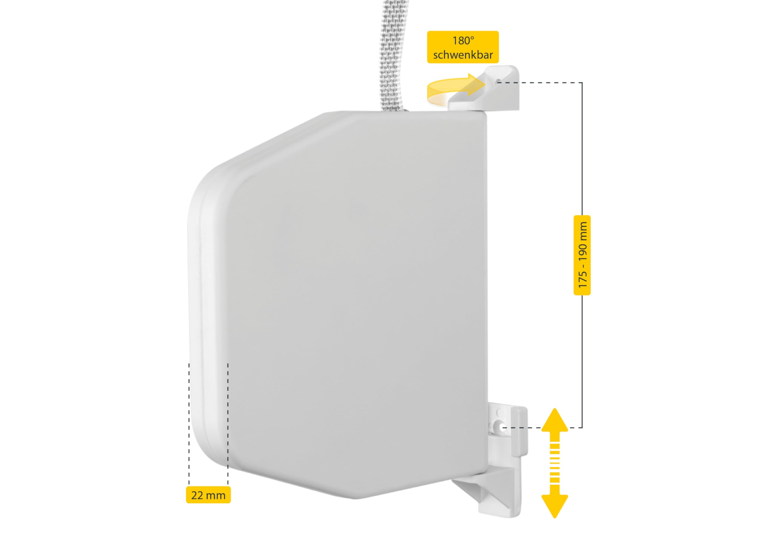 Schellenberg 50147 Flexo Mini avvolgitore per cinture ad ingranaggi con 9 m di fettuccia, bianco