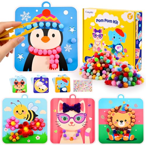 Caydo Pom Poms Art & Crafts Kit for Kids Ages 3 4 5 6