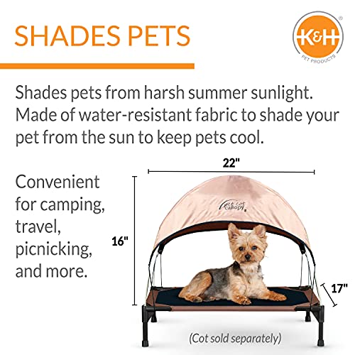 K&H Pet Products - Toldo para Cuna para Mascotas para Camas Exteriores elevadas para Perros, toldo para Perros para cunas de Perro (Las cunas se Venden por Separado), Bronceado, pequeño 22 x 17 - Image 5