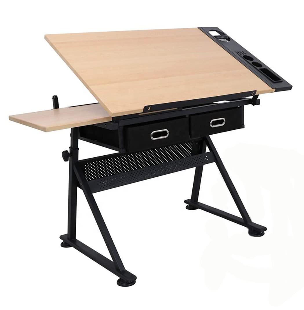 Buy Drafting Table Desk Height Adjustable Drawing Table with Tiltable Tabletop, Drawing Desk