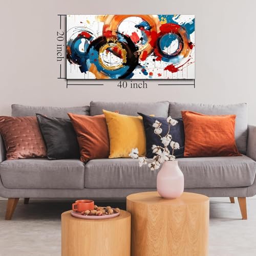 Toile abstraite grand format 40x80cm de style moderne avec cadre