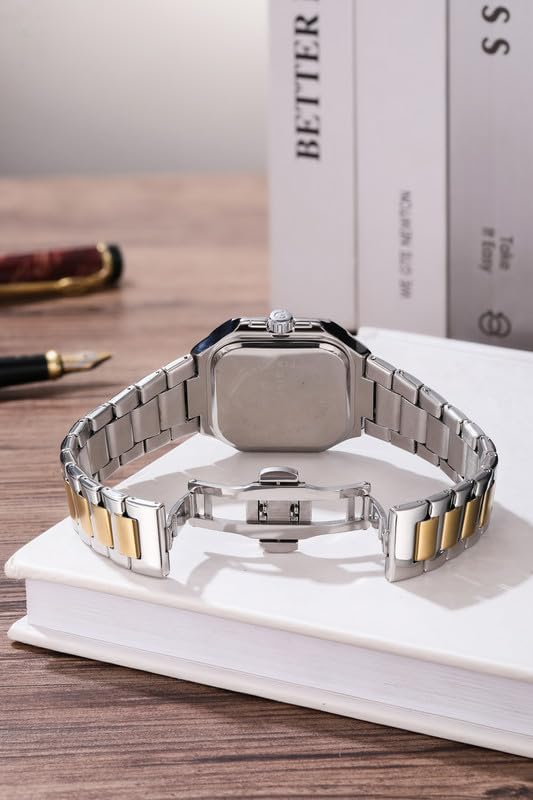 Image of Giordano Square Formal Watch for Men - Textured Dial,Day & Date Display and Stylish Stainless Steel Strap