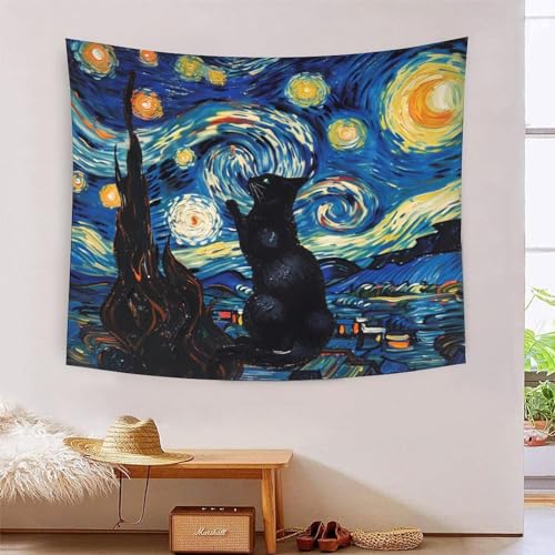 Tapisserie murale chat 3D NMOTARVIN 150x200cm pour décoration salon et chambre