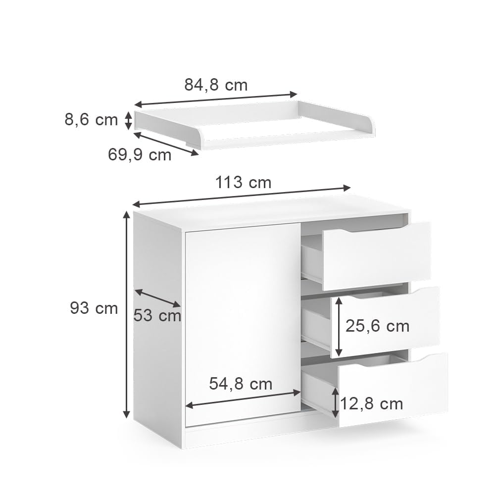 Vicco Commode à Langer Ruben, Blanc, 113x93cm