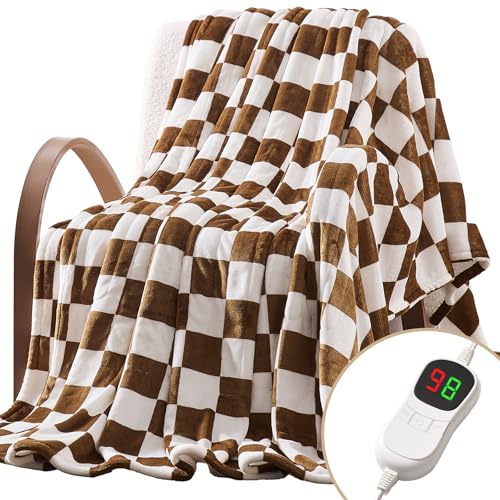 Image of Homemate Electric Blanket Heated Throw - 50 inchx60 inch Ultra Soft Cozy Flannel Heating Blanket with 10 Fast Heat Levels 8 Hours Auto Off Over-Heated Protection ETL Certification Keep Warm in Home Office