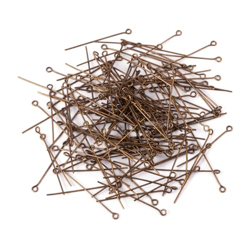 Craftdady 335pcs 35mm Antique Bronze Open Eye Pins Solid Brass