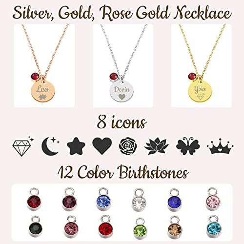 Jeogyong Name Necklace Personalized With Birthstone, Custom Name Necklace Initial Necklaces, Birthstone Necklace Personalized Gifts For Women Christmas Graduation Birthday Gifts For Girls #TOP4