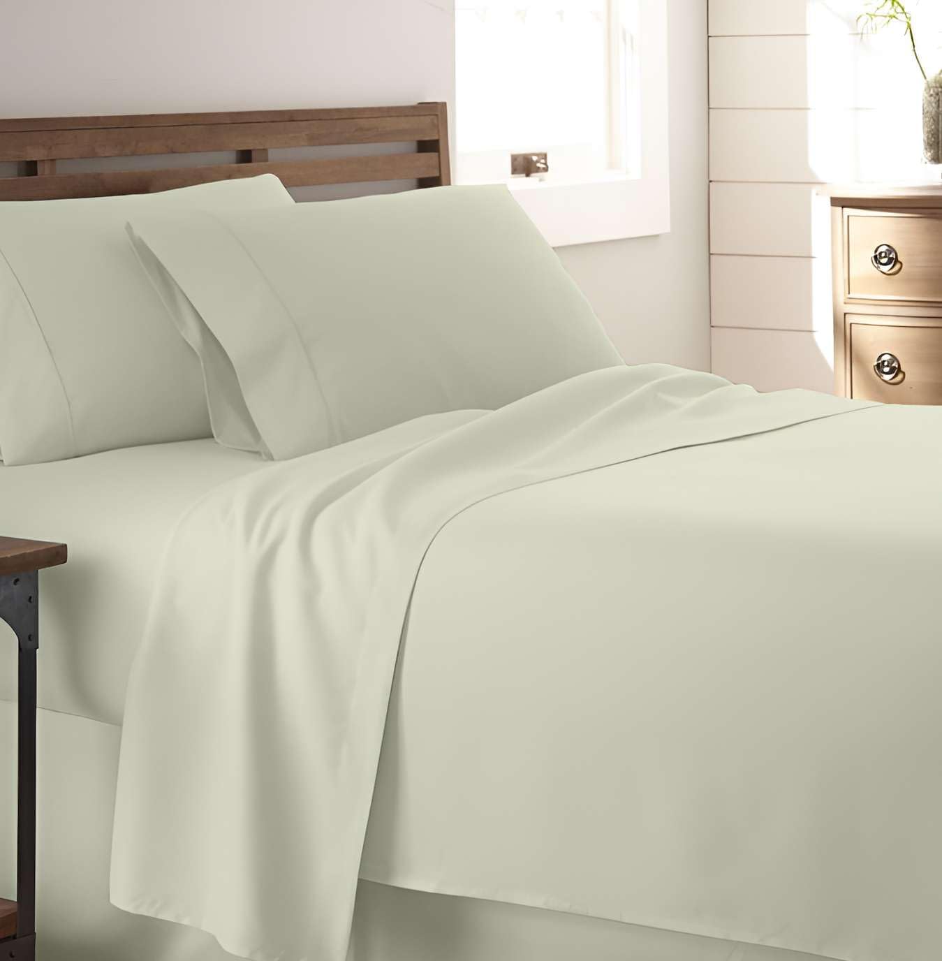 Split California King Bed Sheet Set 5 Piece Cotton Split Sheets Set for Adjustable Beds, Fits Mattress 16 inches Deep Pocket, Split Cal King, Ivory