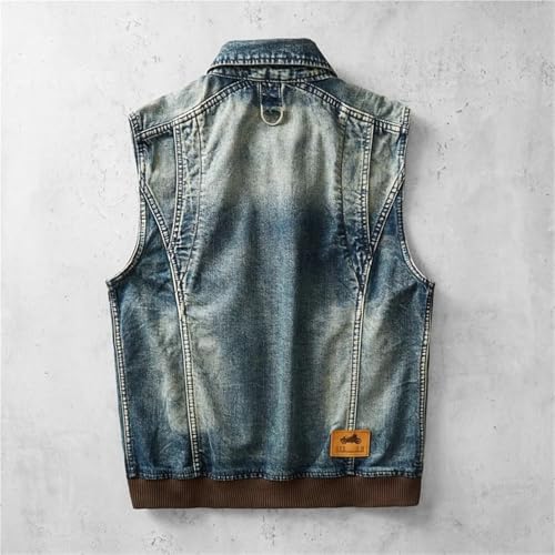 Chaqueta resistente sin mangas estilo vaquero vintage para caballero 3