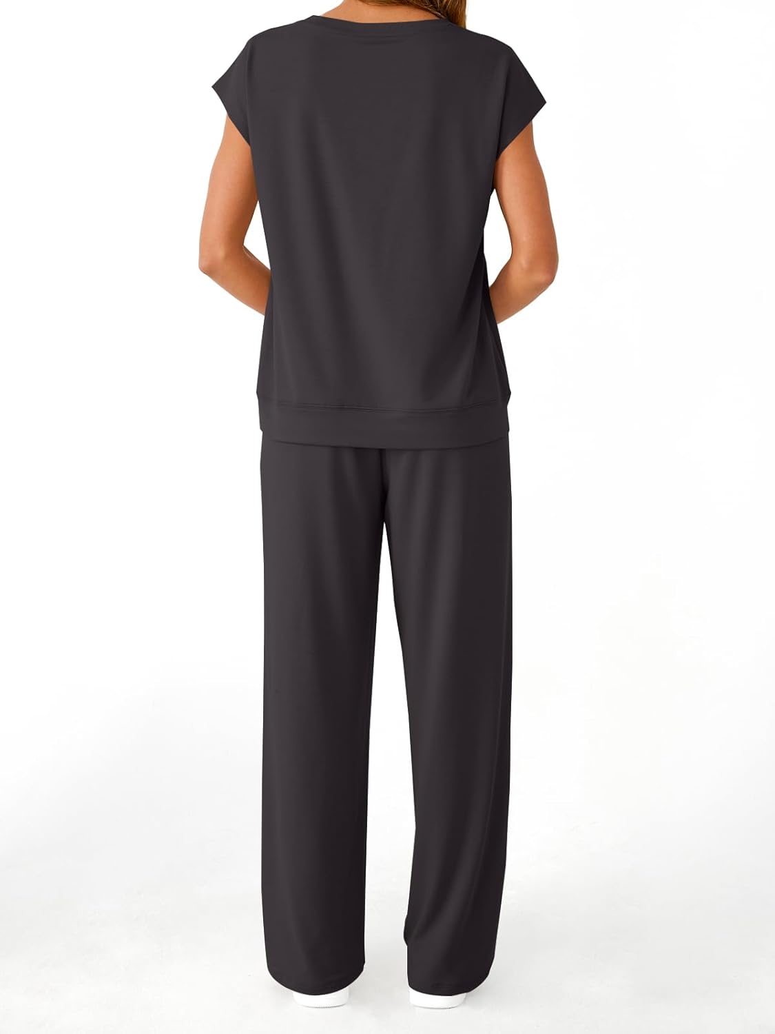 AUTOMET Women's 2 Piece Lounge Set Casual Cap Sleeve Top Wide Leg Pants Summer Vacation Outfits - Image 5