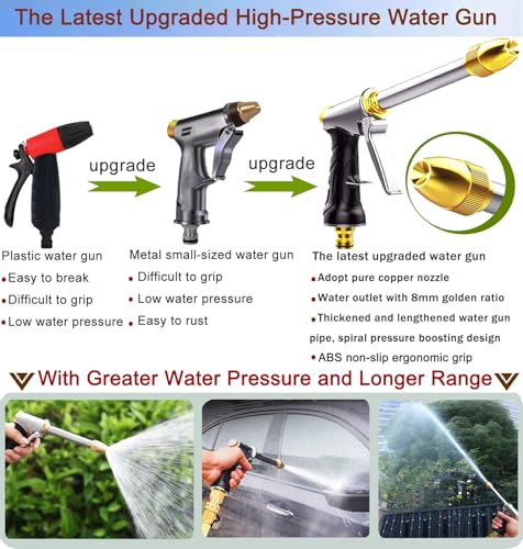 Upgrade Garden Hose Nozzle,100% Heavy Duty Metal Spray Gun With Full Brass Nozzle,High Pressure Water Hose Nozzle Sprayer Head,3/4" Quick Connectors,for Lawn & Garden,Washing Cars,Showering Dogs&Pets by DGESRUNDA - Used condition - Image 2
