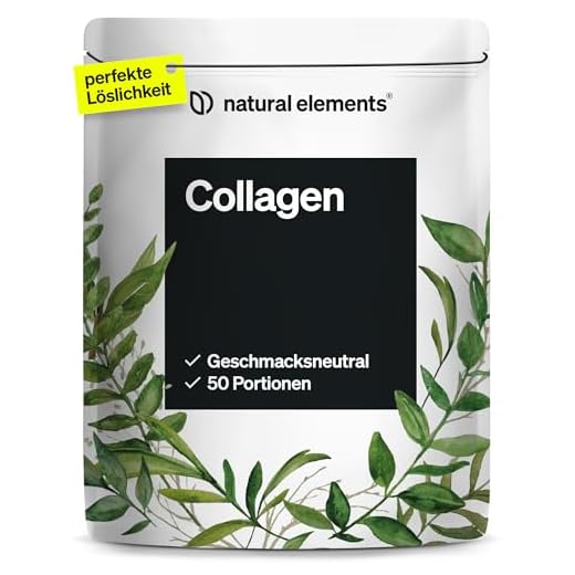 natural elements Collagen Pulver 500 g – Kollagen Hydrolysat Peptide – Kollagen Typ 1 und 3 – perfekte Löslichkeit, natürlicher Geschmack ohne Aromen – laborgeprüft und in Deutschland produziert
