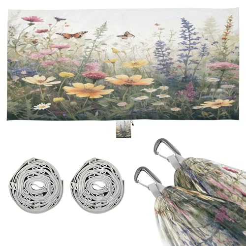 Haskirky Butterfly Wildflower Camping Hammock, Single Portable Hammocks with Tree Straps & Attached Carry Bag, 330Lbs Capacity Perfect for Outside Indoor Hiking Beach Backpack Travel