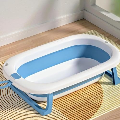 Image of Safe-O-Kid Foldable Baby Bath Tub for 0 to 5 Years - Portable, Space-Saving Bathtub for Newborns & Toddlers | BPA-Free, Non-Slip, with Drain Plug- Blue