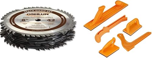 Oshlun SDS-0842 - Juego de dados de pila de 42 dientes de 8 pulgadas con eje de 58 pulgadas y POWERTEC 71009 Juego de bloque de empuje y palo de