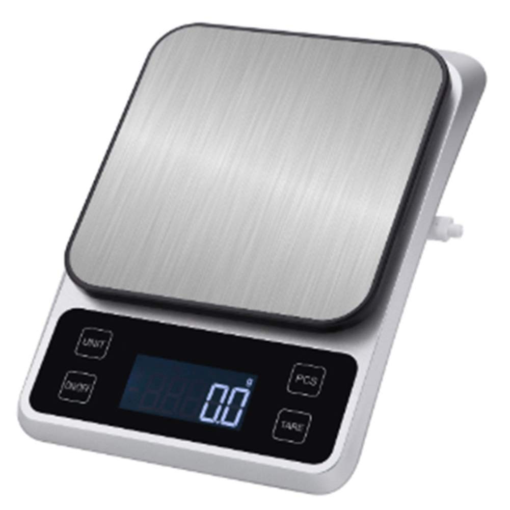 Cyfrowa waga do kawy w prostym stylu Kuchnia waga spożywcza, wyświetlacz LCD, obieranie, precyzyjna waga elektroniczna odpowiednia do użytku domowego (5KG/1g)