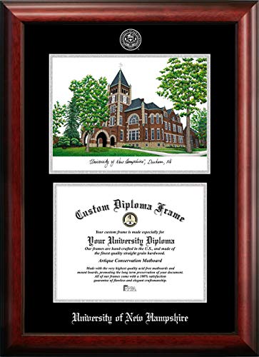 Campus Images NCAA New Hampshire Wildcats Unisex Silver Medallion Frame University of New Hampshire 10w x 8h Silver Embossed Diploma Frame Lithograph, Brown, One Size