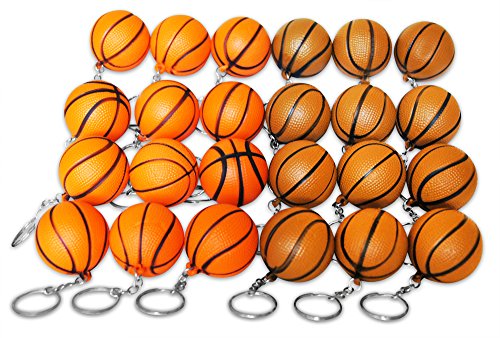 Novel Merk 24 Basketball Sports Ball Keychains Pack Includes Orange & Brown