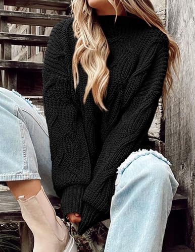 PRETTYGARDEN Women's Fall Oversized Pullover Sweaters Casual Crewneck Long Sleeve Chunky Cable Knit Tops Winter Clothing