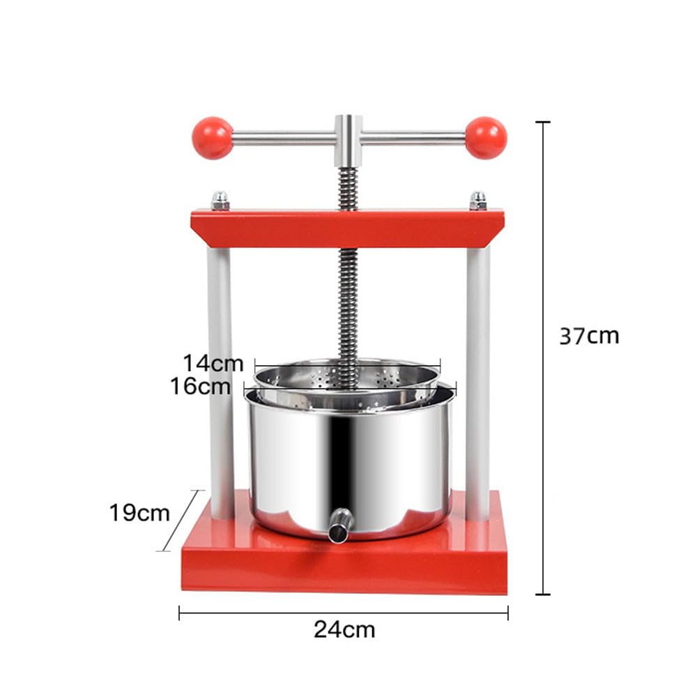 Exprimidor manual doble cubo mango antideslizante inox desmontable rojo