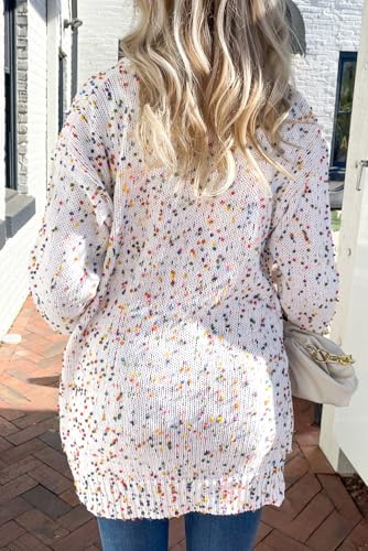 SELINK Women's Cardigan Sweater Casual Confetti Rib Knit Long Sleeve Cardigan Daily Outwear2