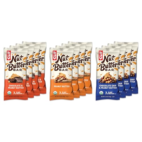 CLIF Nut Butter Bar - Variety Pack - Peanut Butter Filled Energy Bars - Non-GMO - USDA Organic - Plant-Based - Low Glycemic - 1.76 oz. (12 Count)
