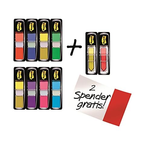 Post-it Index Small Flags,Value Pack, Pack of 8 Pads + 2 Arrow Pads Free, 328 Flags per Pad,11.9 mm x 43.2 mm, Yellow, Red, Green, Blue, Purple, Pink - To Mark or Highlight Important Information Cover
