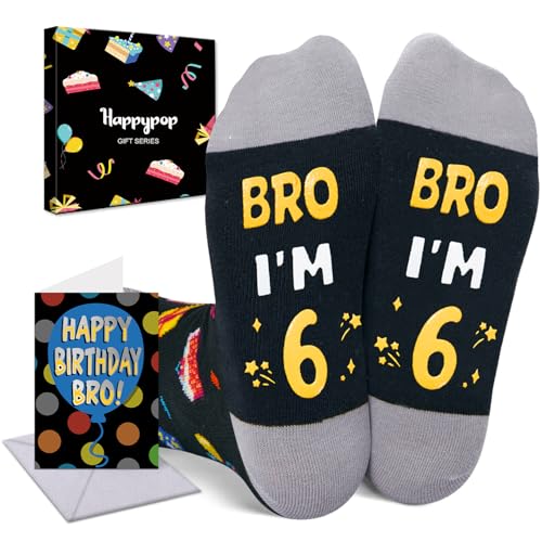 HAPPYPOP 6th Birthday Gifts Ideas - Socks for Kids Age 6, Gifts for Six Year Olds, Happy Birthday Gift Box with Greeting Card
