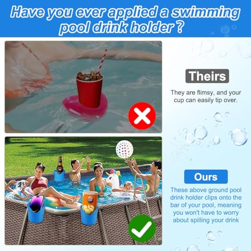 Pool Getränkehalter, 4 Stück Poolrand Getränkehalter aus Kunststoff, Multifunktionaler Poolside Cup Holder,Poolside Dosenhalter, Pool Becherhalter zum Abstellen von Getränken und Gegenständen – Bild 6