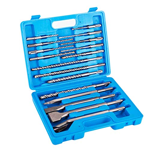 17 Pcs Rotary Hammer Drill Bits Set And Chisels Set, Sds Plus Concrete Masonry Hole Tool For Bricks And Stone, Masonry Drill Bit Sets With Storage Case #TOP3
