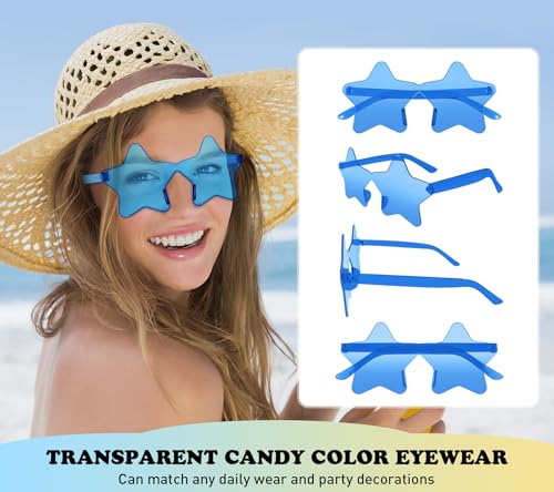 Matcheck 8/40 Pcs Star Shaped Rimless Sunglasses Bulk Transparent Candy Gradient Color Glasses One Piece Fun Party Eyewear4