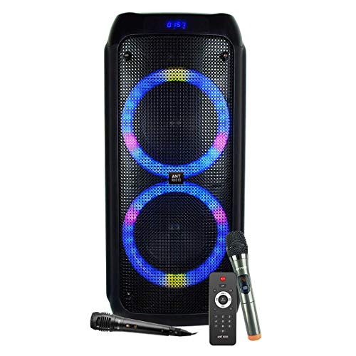 Image of Ant Audio Rock 750 Portable Party Karaoke Bluetooth Speaker with FM Radio, Micro SD Card, USB, LED Lights Comes with 8inch(20cm) Dual Subwoofer - 75 watt