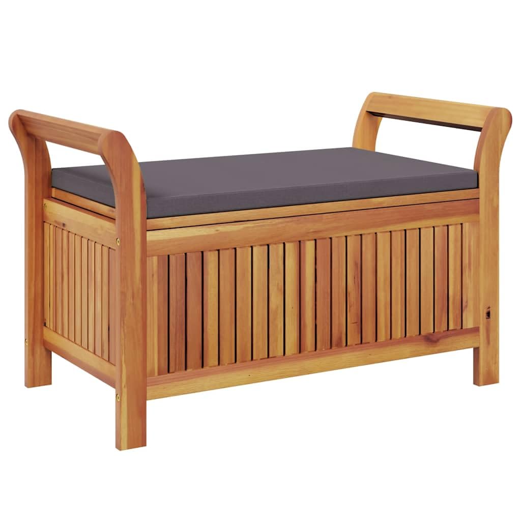 Genérico Banco almacenaje jardín con cojín Madera Maciza de Acacia 91 cm,Asientos de Exterior,Bancos de jardín-319716