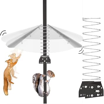 20 Inch Transparent Squirrel Baffle Bird Feeder Pole,Squirrel Guard with Spring for Better Defense,Bird Feeder Protection for Outdoor Shepherds Hooks.
