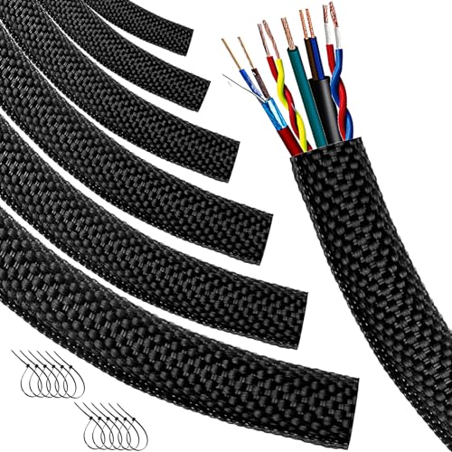 Automotive Wire Loom High Temperature Braided Wire Loom, Split-Sleeve Heat Resistant Wiring Loom...