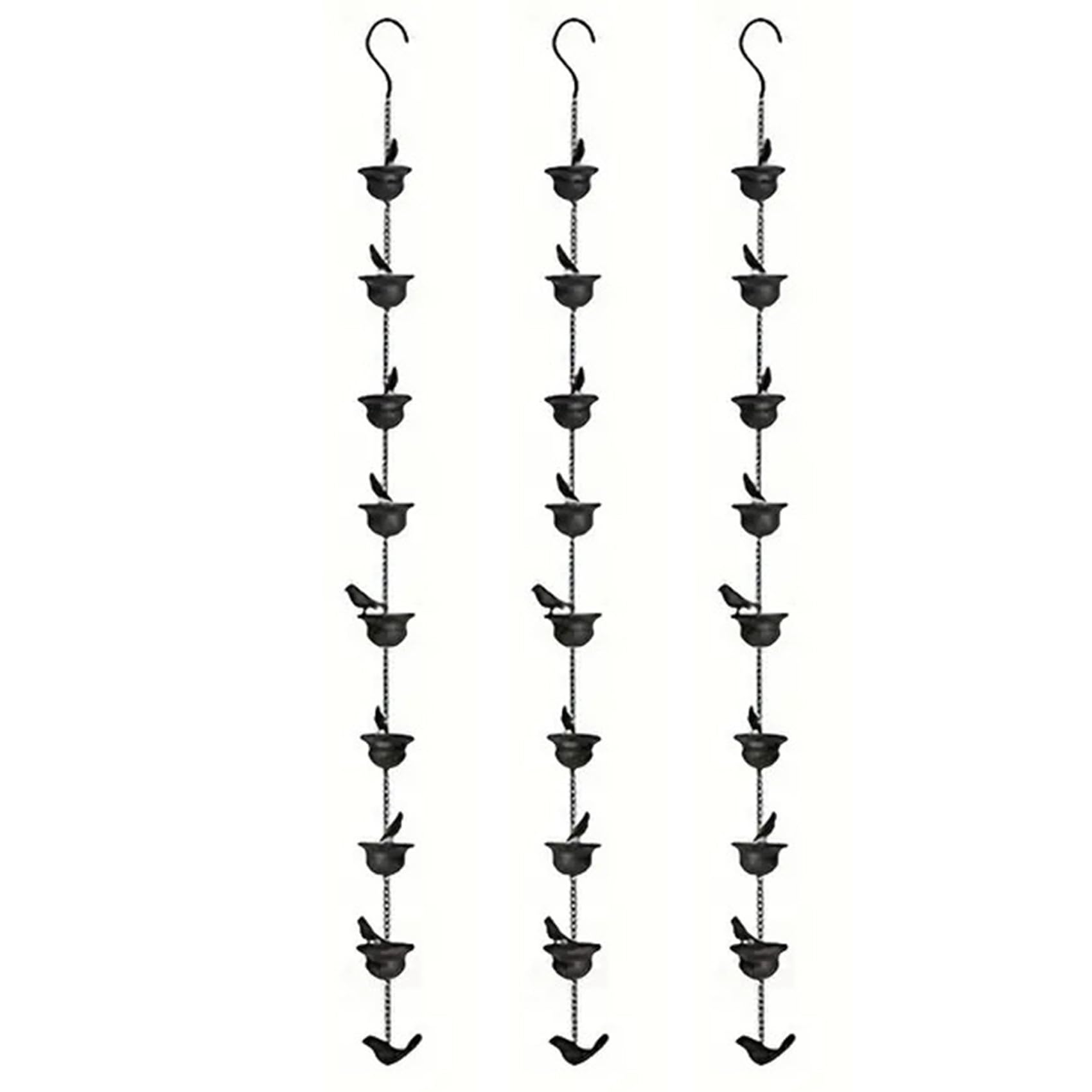 Vjsujehgy 3X Rain Chains for Gutters Mobile Birds on Cups Rain Chimes 7.8Ft Rain Chimes with Attached Hanger and Birds