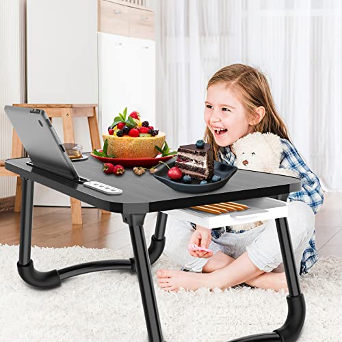 Zapuno Laptop Lap Desk, Foldable Laptop Table Tray With 4 Usb Ports Storage Drawer And Cup Holder, Laptop Bed Desk Laptop Stand For Bed Lap Tray Portable Standing Table For Bed Couch Floor #TOP1