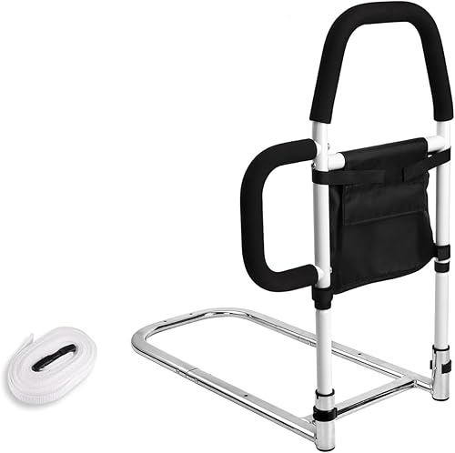 Rieles de cama para seguridad de adultos mayores: riel de asistencia de cama con asas dobles para facilitar la entrada y salida de la cama, riel de