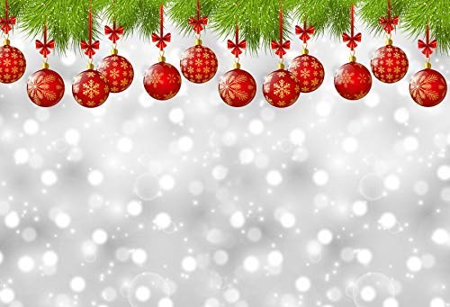 Baocicco Vinyl 7x5ft Merry Christmas Backdrop Happy New Year Photography Background Christmas Ball Christmas Tree Shiny Halos Bokeh Backdrop Children Baby Adult Portraits Photo Studio