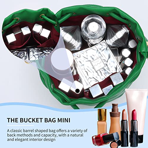 Image of JQAliMOVV Mini Leather Bucket Bags for Women Drawstring Bucket Purse Crossbody Handbags Hobo Bag