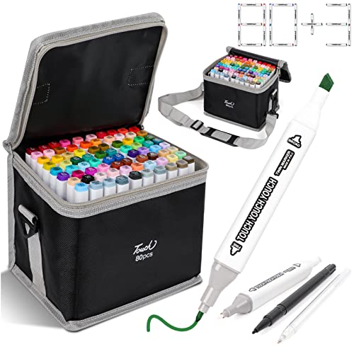 New Fi 80 Colors Artist Alcohol Markers Dual Tip Art Markers Twin Sketch Markers Pens Permanent Alcohol Based Markers with Case for Adult Kids Coloring Drawing Sketching Card Making Illustration