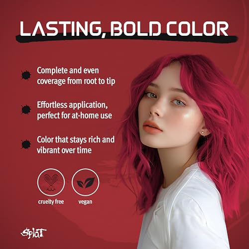 Splat Whipped Cherry Semi Permanent Hair Dye Kit with Bleach, 1 Application, Includes Red Hair Dye, Oxide & Bleach Powder, Vegan & Cruelty Free Hair Color