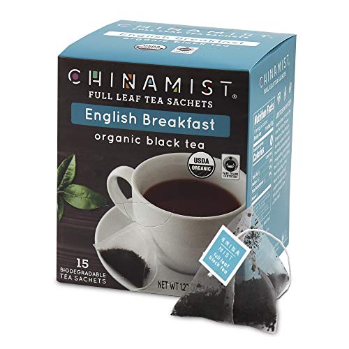 China Mist - English Breakfast Organic Black Full Leaf Tea Sachet, 15 Count Box - Biodegradable And Individually Wrapped (3 Pack) #TOP4