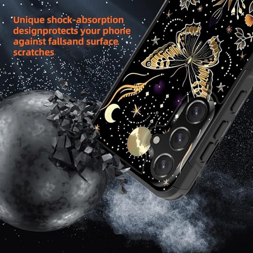 GFEWYTJYJ for Galaxy S24 Case,[10 FT Military Grade Drop Protection] Non-Slip Heavy Duty Shockproof Phone Case for Samsung Galaxy S24 6.2 Inch 2024,Butterfly Moon Flower - image 2