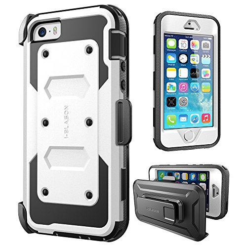 iPhone 5/5s/SE Case, Armorbox i-Blason Built in Screen Protector Full Body Heavy Duty Protection/Holster/Bumper Case for Apple iPhone SE 2016 Release/Compatible with iPhone 5S/5 (White)