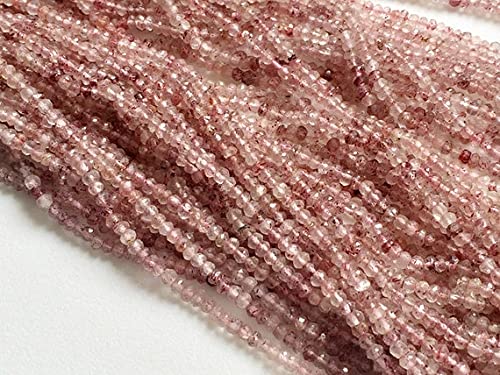 Quartz rose fraise de qualité supérieure en mini rondelles de 3mm facettées pour joaillerie fine